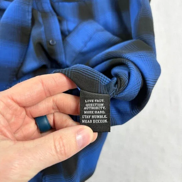 Dixxon Flannel Co Shirt Men XL Blue Plaid Pearl Snap Up City Gardens Bamboo Camp - Picture 8 of 11